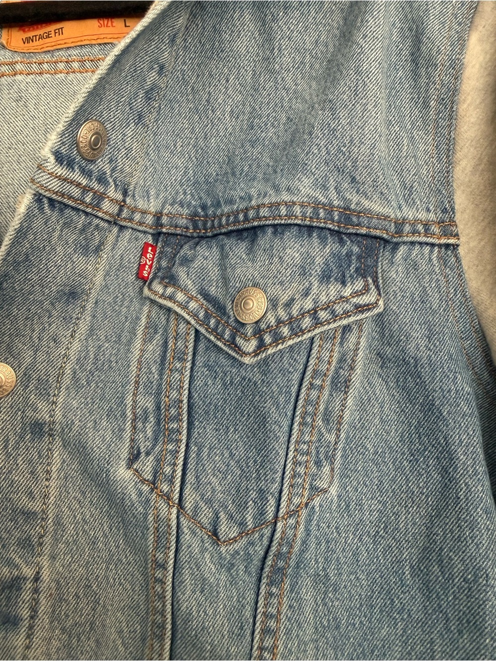 Vintage Levi’s Demin & Gray Fleece Hooded Jacket - Picture 2 of 8
